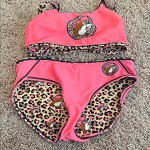 Cute reversible Pink Leopard Kids Bikini Set